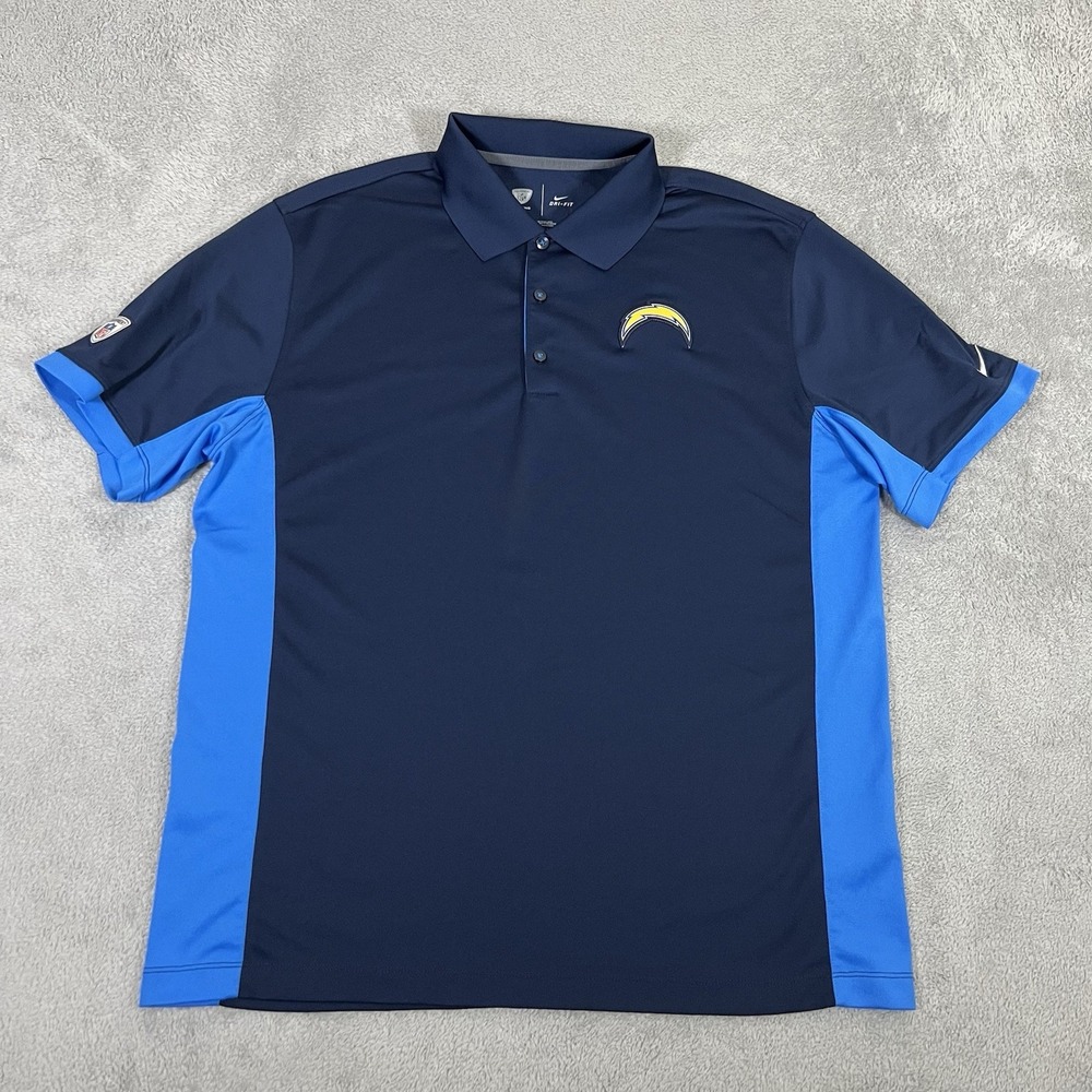 San Diego Chargers Nike Polo Shirt Men Large Blue Dri Fit Training Equipment NFL